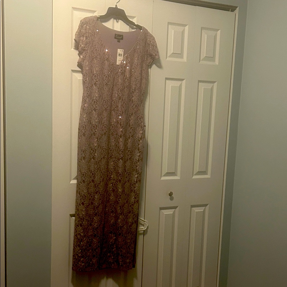 Elegant Lace Evening Gown in Purple